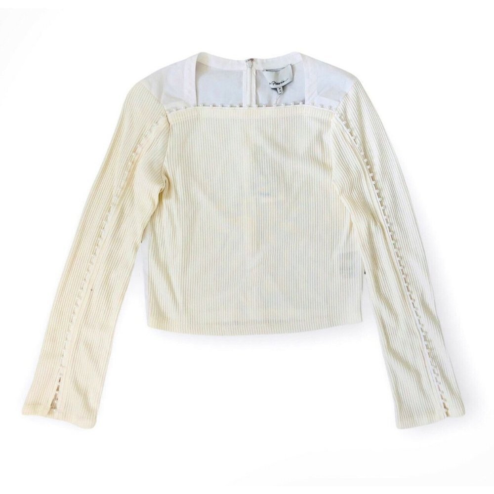 3.1 Phillip Lim Faux Pearl Trim Rib Knit Top Ivory White MSRP:$398​​​​